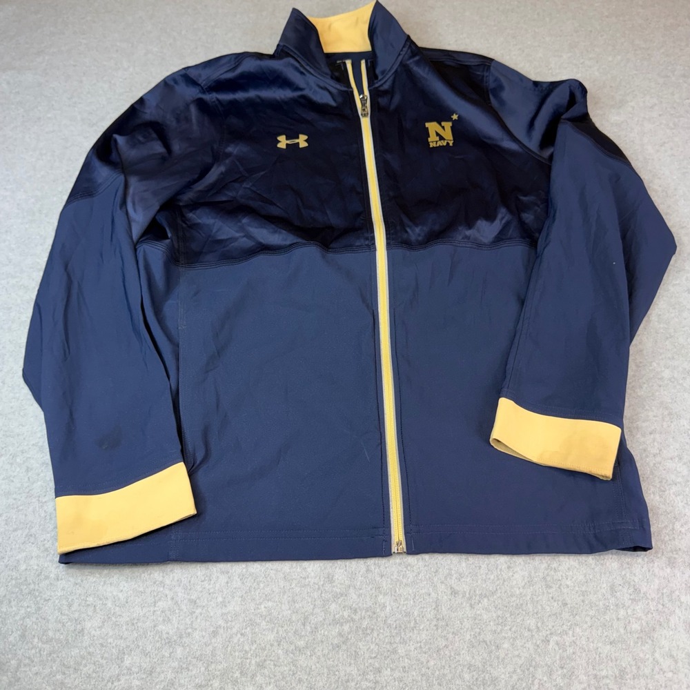 Under Armour Navy Midshipmen USNA Full Zip Track Jacket Mens Medium Blue Gold